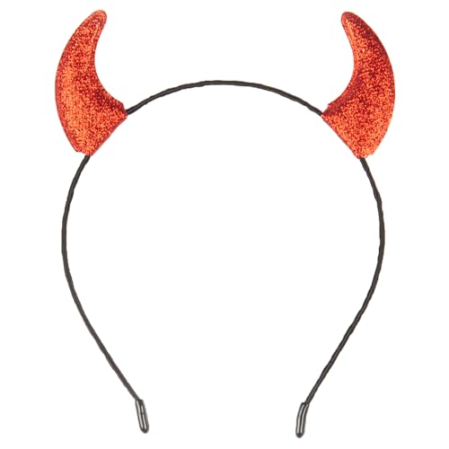 Funcredible Glitter Devil Horns Headband - Red, One Size - Costume Accessory for Kids & Adults - Perfect for Halloween, Cosplay, and Parties