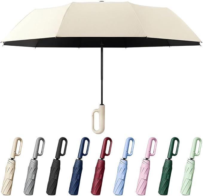 Creative Ring Buckle Windproof Reinforced Umbrella, Automatic Open Close Umbrella, Compact Wind Proof Umbrellas For Rain and Sun Protection, 10 Ribs &amp; Steel Alloy Frame
