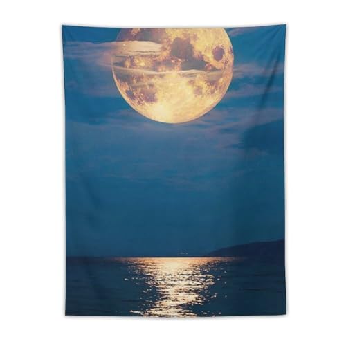 心に強く訴えるポスター青い海の美しい風景満月絵画ポスター アートパネル キャンバスウォールアート現代 印刷 版画 壁掛け 壁の絵 部屋飾り30"x40"