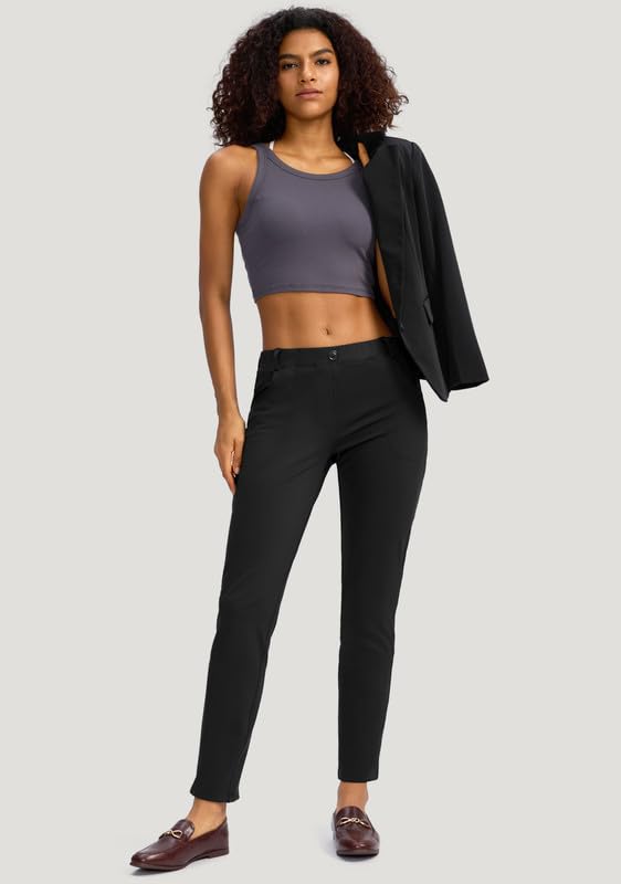 Rammus Women's Fleece Lined Dress Pants with Pockets Warm Winter Pants Cold Weather Skinny Slacks for Casual Work3