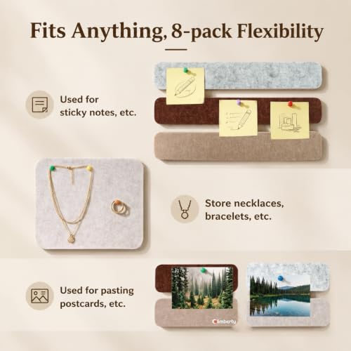 Image of Climberty Modular Cork Board Alternative Felt Strip Board-Customizable Pin Board Set with Multi-Size Strips&20Push Pins, Adhesive Install for Wall Organization & Home Office Decor