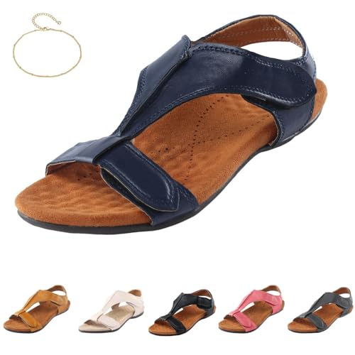 Orthowalkway Women's Comfy Orthotic Sandals Soft Walking Sandals Adjustable Orthopedic Sandals with Arch Support