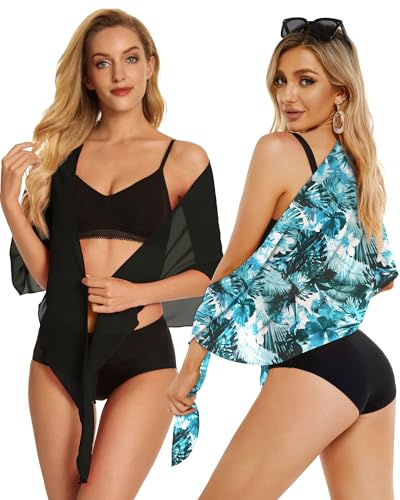Image of CHICGAL 2 Pieces Women Beach Sarong Bathing Suit Wrap Skirt Sheer Bikini Swimsuit Cover Ups for Swimwear