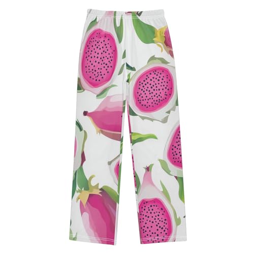 Pitaya Fruit Boys Long Pants Soft Trousers Elastic Waist Kids Lounge Bottoms with Pockets S-XL