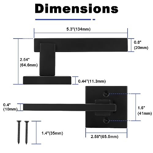 Image of Orger 1 Pack Black Dummy Door Handle Interior Non-Turning Door Lever, Square Dummy Handle for Closet Pantry Single Side