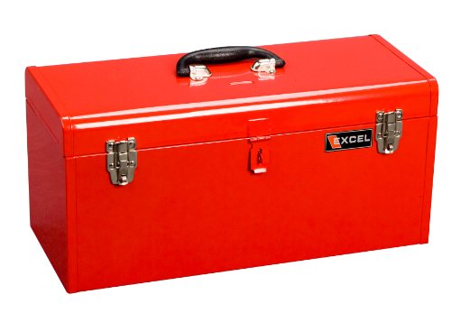 Excel TB140-Red Steel Tool Box with 1 Metal Tray, Red
