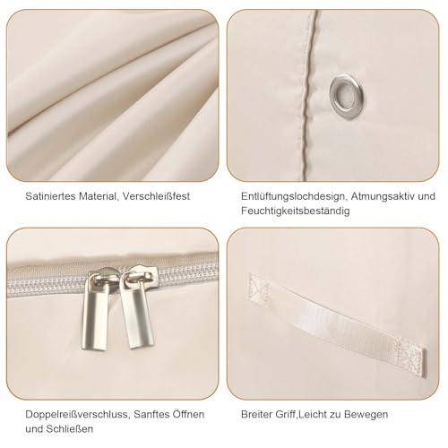Ultra Platzsparender Selbstkomprimierender Organizer, Neuest Komprimierender Beutel,Bewegliche Organizertaschen für bettdecken,Selbstkomprimierender Organizer für Bettdecken, Kleidung, Decken (Beige)