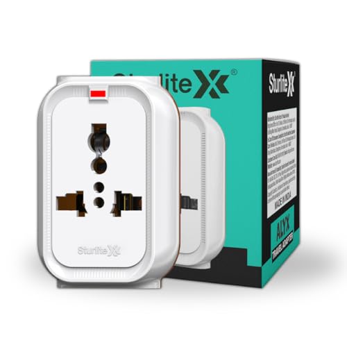 Sturlite Alyx 3 Pin Plug| 2-Pin & 3-Pin Socket| Universal AC Travel Adapter| Strong Polycarbonate Body Socket| Compact Converter Plug for Travel, Home & Office Use - (Pack of 1)
