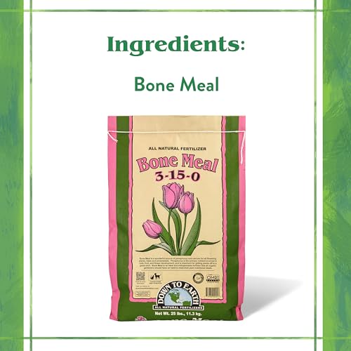 Down To Earth All Natural Fertilizers Organic Bone Meal - High Phosphorus Plant Food for Buds, Bulbs, Blooms, Flowers 3-15-0, 25 lb