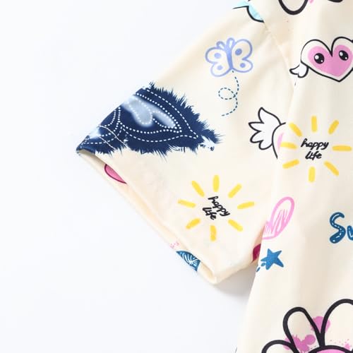 Image of Girls Clothes 2PCS Butterfly Print Short Sleeve T-Shirt + Shorts Set Teen Tween Girls Summer Outfits Set