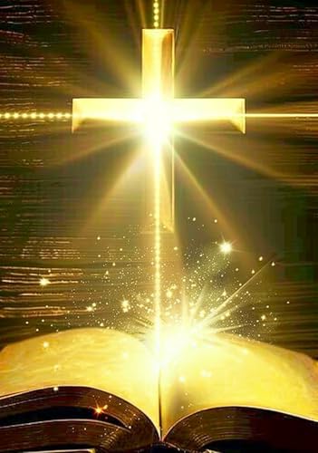 MaiYiYi Cross Book Diamond Painting Kit, 5D Full Round Drill Religious Cross Diamond Art Painting, Crystal Rhinestones Light of Hope Book Paint with Gems for Adult Beginners (30 x 40 cm)
