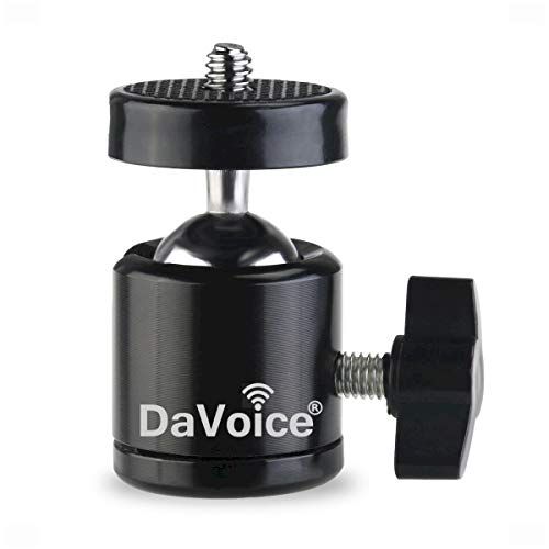 DaVoice 360 Degree Aluminum Alloy Body Rotating Swivel Mini Tripod Ball Head with 1/4" Screw Thread Base Mount for Lighter DSLR Camera Camcorder LED Light Bracket Hiking HTC Vive (Black)