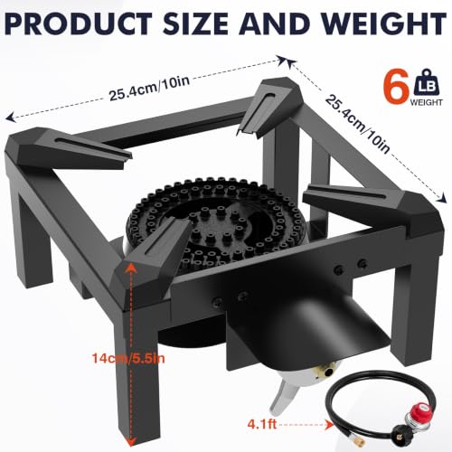 Image of Llamaviva Propane Burner, High Pressure 100,000 BTUs Single Gas Stove with Water Bag& 4.1ft Adjustable Hose with Regulator,Propane Stove for Outdoor Cooking, Seafood Boil,Turkey Fry