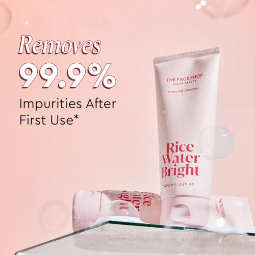 Image of The Face Shop Rice Water Bright Foaming Face Wash 100ml | Face Wash for Glowing Skin | Cleanser for Uneven Skin Tone | Korean Skin Care, For All Skin Types, Vegan