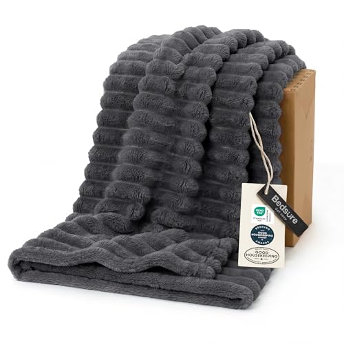 Bedsure GentleSoft Grey Fleece Twin Blanket for Couch -Cozy Soft Blankets for Women, Cute Small Throws for Girls, 60x80 Inches
