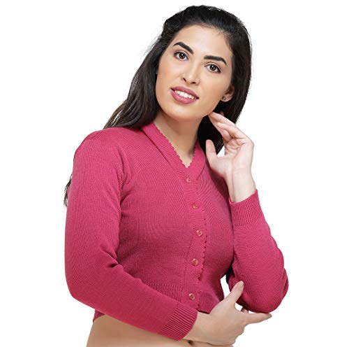 Image of Women Winter Wear V-Neck Full Sleeves Regular Fit Woollen Blouse
