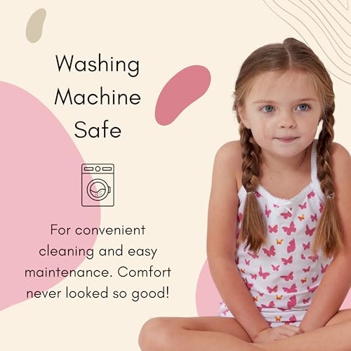 Feathers Girls Pink Butterfly Print Tagless Cami Super Soft Undershirts (3/Pack)3