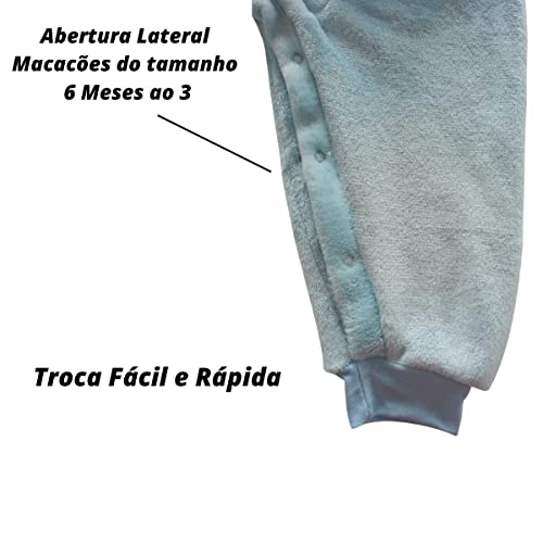 Macacão Pijama Kigurumi Fleece Soft Plush Infantil Quentinho (Azul Bebê, 6)