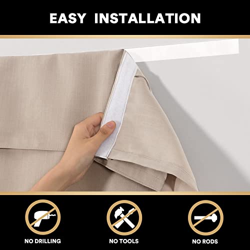 Thick Linen Textured Door Curtains Waterproof French Door Curtains Solid Room Darkening Curtains Indoor Outdoor Sidelight Curtains For Door Window Curtains Tie Up Shade，W26 X L68, 2 Panels, Linen #TOP5