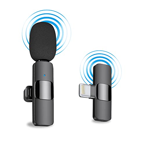 Professional Wireless Lavalier Lapel Microphone for iPhone, iPad - Cordless Omnidirectional Condenser Recording Mic for Interview Video Podcast Vlog YouTube