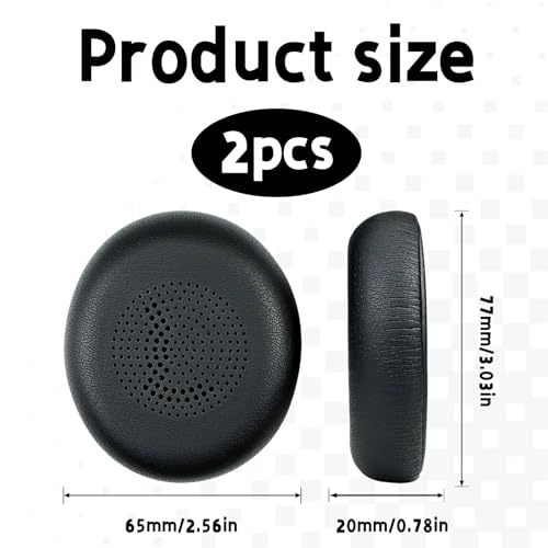 Ersatz-Ohrpolster FüR Evolve2 65/Evolve2 40,FüR Jabra Elite 45h Wireless KopfhöRer,1 Paar Ersatz-Ohrpolster Mit Weichem Proteinleder | Schwarz,On-Ear Wireless Ohrpolster