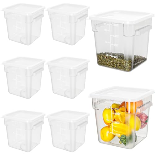 Lallisa 8 Pack 8 Qt Clear Food Storage Container with Handles and Lid Commercial Grade Square Food Storage Containers Polycarbonate Air Tight box for Home Kitchen Restaurant (White)