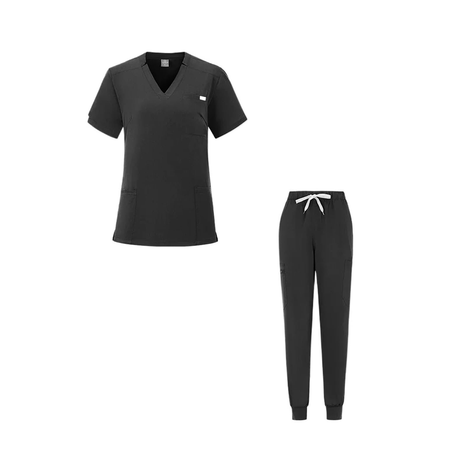 Divisa Da Infermiera Scrub uniforme da sala operatoria Scrub da lavoro ospedaliero Set Forniture mediche Tuta da lavoro for chirurgia dentale da infermiere Per Cosmetologia E Assistenza Sanitaria(Blac