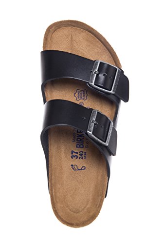 Image of Birkenstock Unisex Arizona Soft Footbed Sandal, Black Amalfi Leather, 38 M EU /7-7.5 B(M) US Women