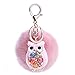 Keychain Süß Mini Eule Strass glänzendem Schlüsselanhänger Taschenanhänger Elegant Auto-Anhänger Glitzer Weich Schlüsselring Handtaschenanhänger Dekor Multifunktion Plüschball (Pink)
