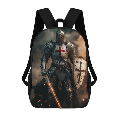 Templar Knight 17 Inch Backpack Classic Travel Daypack with Adjustable Shoulder Straps for Men Women