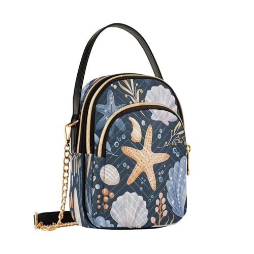 Starfish Shell Shoulder Bags for Women Retro Classic Handbag Purse Small Purses with Chain3