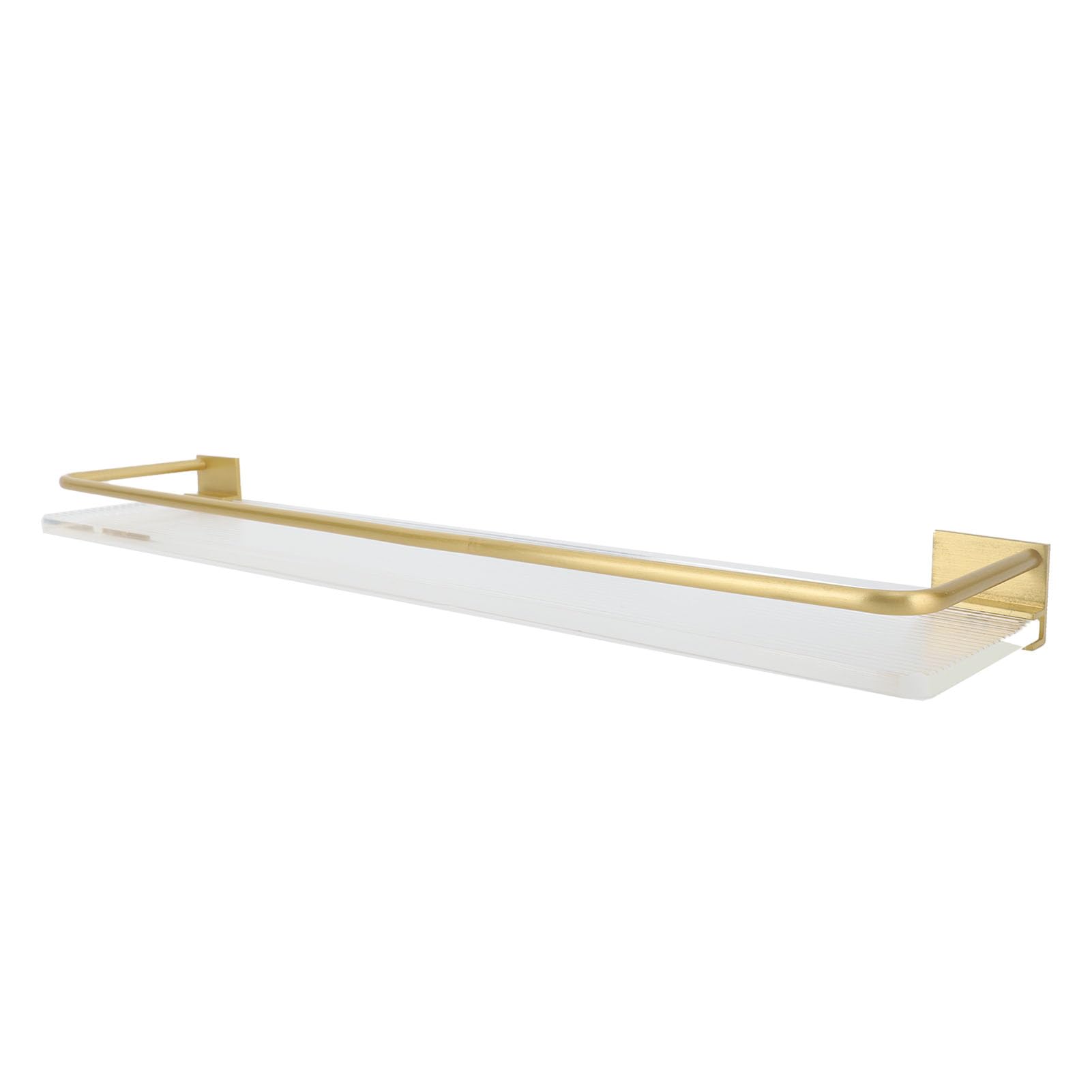FTVOGUE Pływająca Półka, przestrzeń Aluminiowa Akrylowa Półka ścienna do Przechowywania w łazience 60 X 10 Cm, Organizer na Wieszaki ścienne do Kuchni Salon Blat Sypialni oszczędność Miejsca (GOLD)