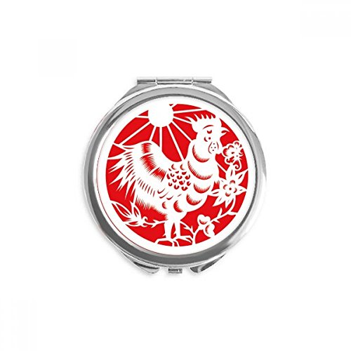 Miroir de poche coq fait main art chinois, une idée cadeau originale et symbolique