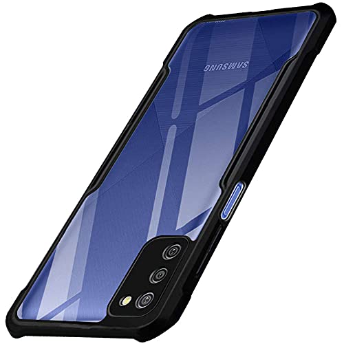 Image of TheGiftKart Shockproof Crystal Clear Back Cover Case for Samsung Galaxy A03s | 360 Degree Protection | Protective Design | Transparent Back Case Cover (PC & TPU, Black Bumper)