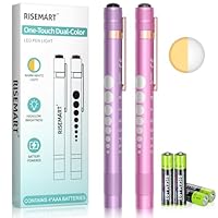 RISEMART Pupillenleuchte Diagnostikleuchte, 2 Stück Rettungsdienst Zubehör mit Warmes/Weiß Licht,Pupillenmessgerät und Lineal für Krankenschwester Studentische (Lila + Rosa)