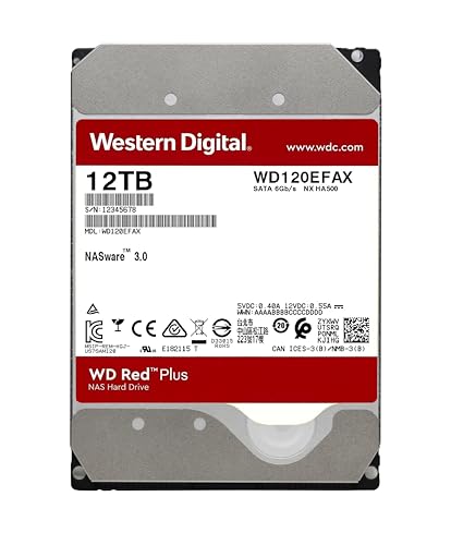 Image of Western Digital 12TB WD Red Plus NAS Internal Hard Drive HDD - 5400 RPM, SATA 6 Gb /s, CMR, 256 MB Cache, 3.5 inch - WD120EFAX