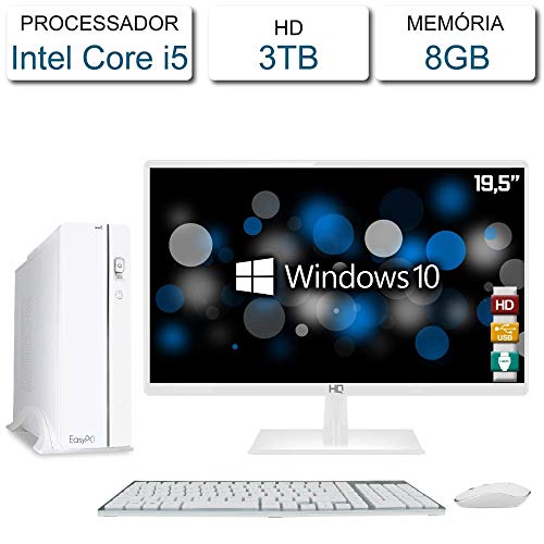 Computador Easypc Slim White Intel Core I5 8gb Hd 3tb Monitor Led 19.5 Hq Hdmi Branco Windows 10