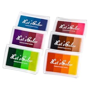 Anyongora Craft Ink Pad, Washable DIY Stamp Ink Pads for Kids, 24 Colors Finger Print Ink Pads for Scrapbooking, Card Making, Painting, Set of 6 Multicolor Rainbow Ink Pads