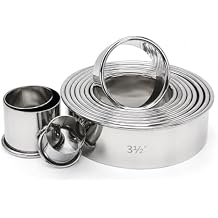 HUJI Round Pastry Dough Cutter Set For Baking Cookies Biscuits Donuts Scones Heavy Duty 1 Pack, Set of 11 Round Cutters