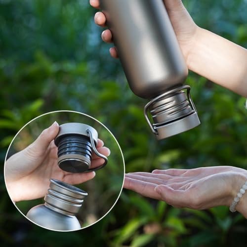 Botella de agua de titanio 750ml cantimplora ligera para turismo y camping 8