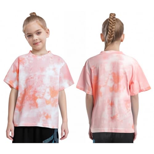 JEYPINMI Toddler Girls Tie Dye Fashion Tees Short Sleeve Casual Tunic Tops Loose Fit Cotton T-Shirt