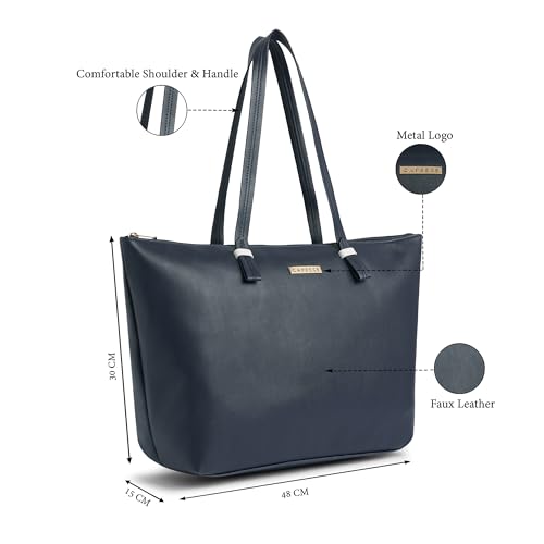 Image of Caprese Polka 16 Inch Laptop Compatible Large Tote Bag for Women | Stylish, Durable, Multi-Compartment Design for Work, Travel, Shopping | Comfortable Straps Shoulder and Handheld Bag