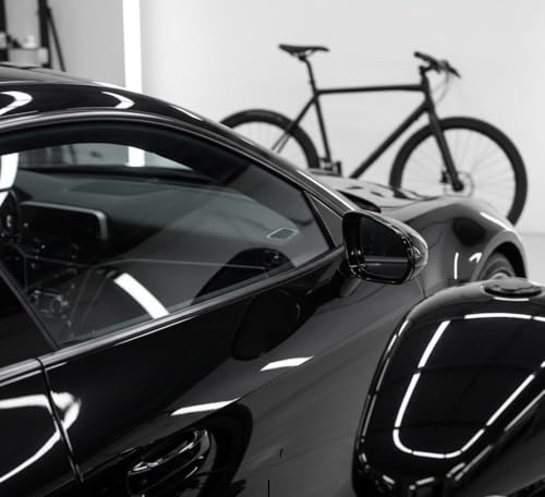 Image of Gloss Black Vinyl Wrap Film Roll - Made with 3M 2080 Series - 8 in x 25 ft Car Wrap for Chrome Delete, Trim & Emblems - Stretchable Air-Release Auto Vinyl (Gloss Black, 8 in x 25 ft)