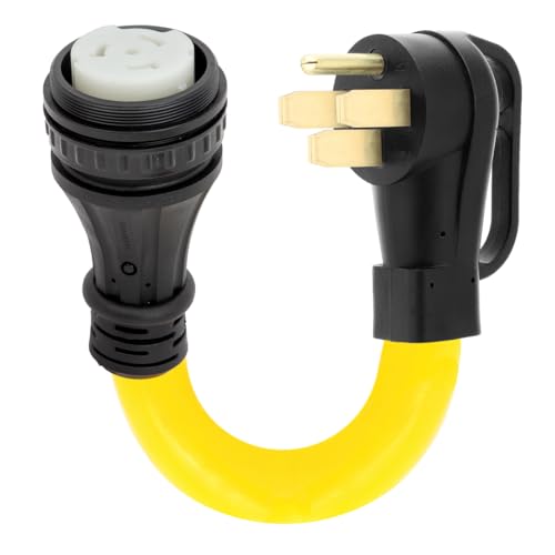 Nema 14-50P Male to SS 2-50R Female Adapter Cord,14-50P to SS2-50R Heavy Duty 6AWG Dryer Male to Marine Shore Female Adapter Cable L=1.5FT