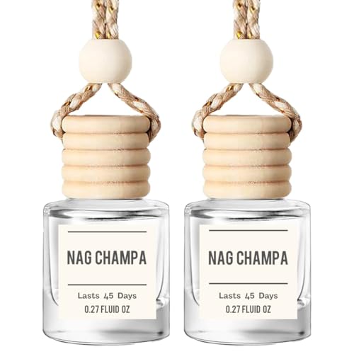 Nag Champa Car Air Freshener Hanging Essential Oil Diffuser for Car Closet or Sacred Space Long-Lasting Natural Aroma 2-Pack Spiritual Deodorizer