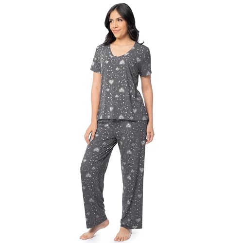 Image of Fruit of the Loom womens Short Sleeve Tee and Pant 2 Piece Sleep Set