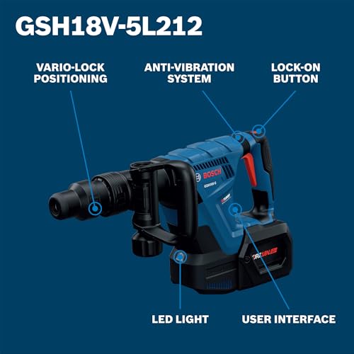 Image of BOSCH GSH18V-5L212 PROFACTOR 18V SDS-max Demolition Hammer with L-Boxx-2 and (2) 12 Ah PROFACTOR Batteries