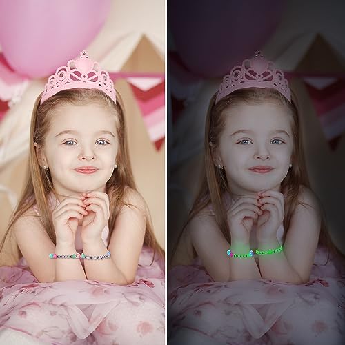 DIYDEC 1400pcs Glow Letter Beads 4x7mm Acrylic Glow in The Dark 28 Grids Round Letter Beads UV Luminous Alphabet Bead with Heart Bead for Bracelets Making DIY Crafts for Girls Adults