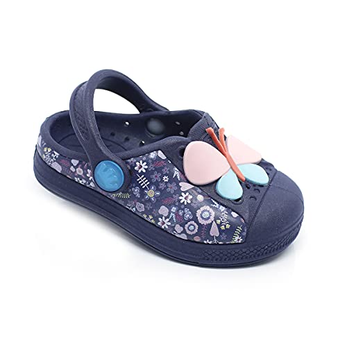 Babuche Plugt Joy Borboleta Floral Marinho - 25/26