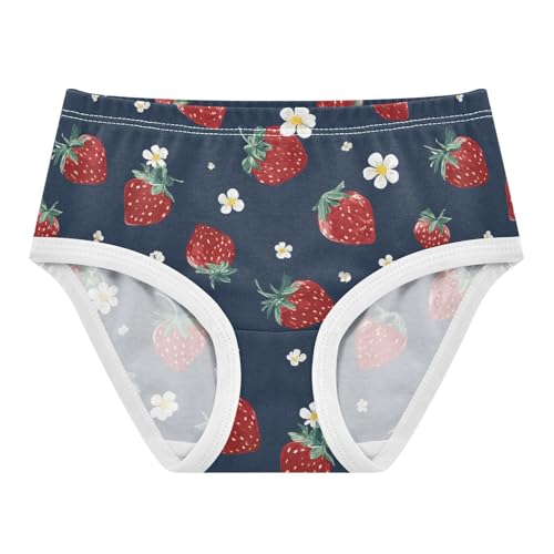 Wusikd Strawberry Girls' Underwear Cotton Blue Flowers Girls Briefs Soft Toddler Underwear 2T